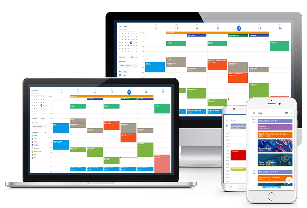 Calender demonstrated on different devices